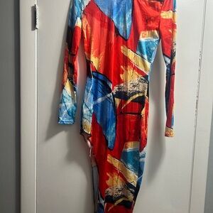 Colorful Abstract Long Sleeve Dress